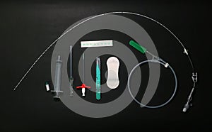A peripherally inserted central catheter (PICC), insertion equipments.