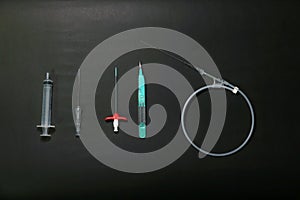 A peripherally inserted central catheter (PICC), insertion equipments.