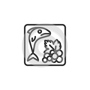 Perishable goods, packaging sign line icon