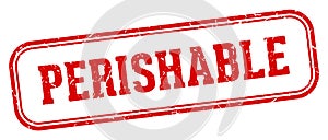 perishable stamp. perishable rectangular stamp on white background
