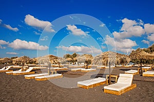 Perissa beach (Black Beach) on Santorini island