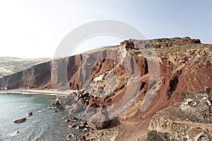 Perissa beach (Black Beach) on Santorini island, Greece