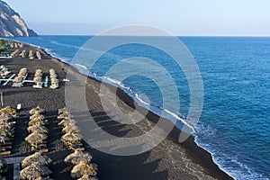 Perissa beach in Santorini