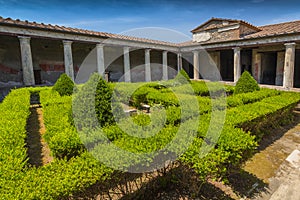 The peristyle garden of the Casa del Menandro House of Menander a house in Pompeii, Italy