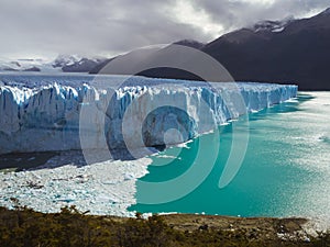 The Perito Moreno Glacier panoramic view. It is is a glacier located in the Los Glaciares National Park in Patagonia, Argentina