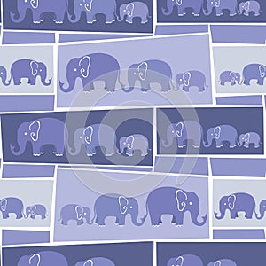 Periwinkle Pachyderms Elephants on parade