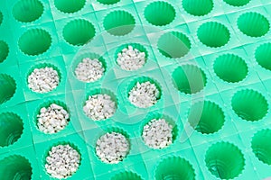 Perlite with green cup for hydroponics