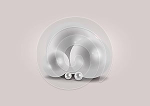Perls on grey background, 3D illustration