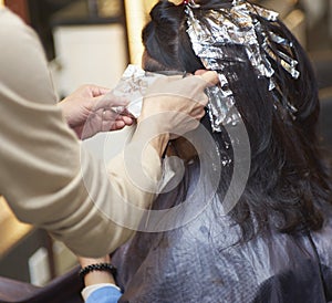 Perm in a beauty salon