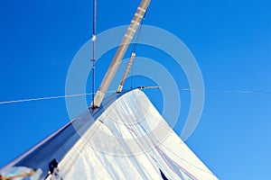 Permanent backstay is attached to the top of the mast.