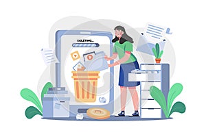 Permanent Delete Data Illustration concept on white background