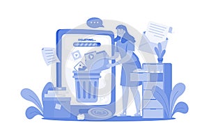 Permanent Delete Data Illustration concept on a white background