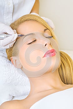 Permanent make up on eyebrows