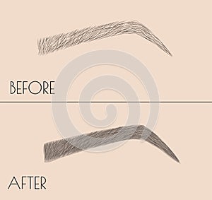 Permanent makeup . Correction of the shape and coloring of the eyebrows. Salon procedure. microblading