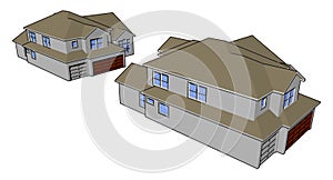 Permanent or semi permanent residence vector or color illustration