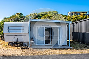 Permanent stationary caravan with annex.