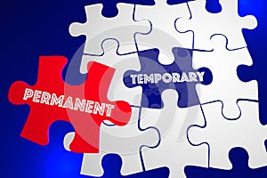 Permanent Vs Temporary Solution Problem Solved Puzzle 3d Illustration