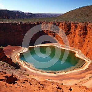 Permanent waterhole Ellery Creek Big Hole and geological site with red cliffs in West MacDonnell National Park, 80km