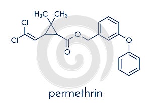 Permethrin pyrethroid insecticide. Used to treat scabies and head lice in humans. Used to impregnate mosquito nets and in flea.