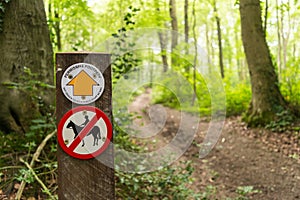 Permissive footpath sign and no horse riding sign photo