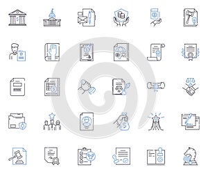 Permitted line icons collection. Allowed, Authorized, Legal, Permitted, Sanctid, Accepted, Admissible vector and linear