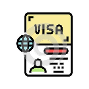 permitting document visa color icon vector illustration