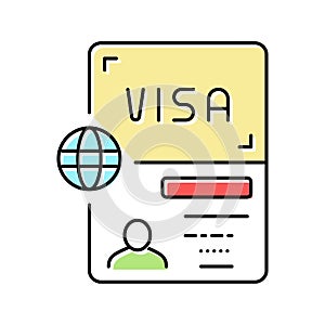 permitting document visa color icon vector illustration