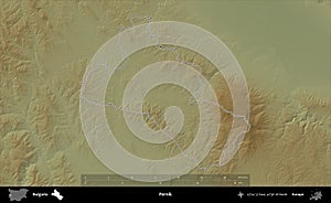 Pernik outlined, Bulgaria. Physical