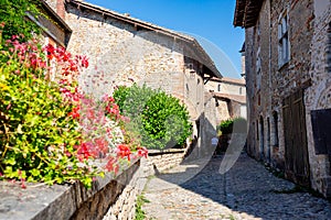 Perouges, France - September 10 2023: Old village touristic vibe