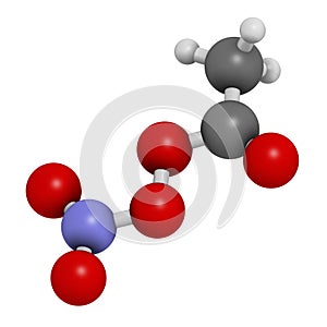 Peroxyacetyl nitrate (PAN) pollutant molecule. Secondary pollutant, found in photochemical smog. Further decomposes into