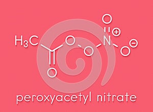 Peroxyacetyl nitrate PAN pollutant molecule. Secondary pollutant, found in photochemical smog. Further decomposes into.