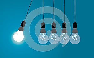 Perpetual motion with light bulbs. Idea concept on blue background, Vector