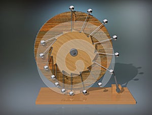 Perpetuum mobile. Leonardo da Vinci`s perpetual motion machine.