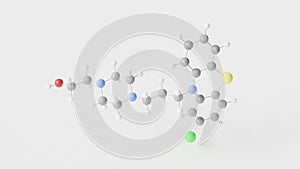 perphenazine molecule 3d, molecular structure, ball and stick model, structural chemical formula phenothiazines