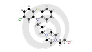 perphenazine molecule, structural chemical formula, ball-and-stick model, isolated image typical antipsychotic