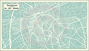 Perpignan France City Map in Retro Style. Outline Map.