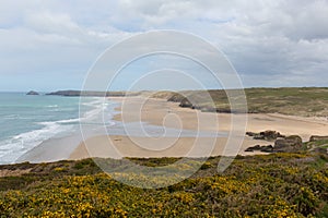 Perranporth beach North Cornwall England UK