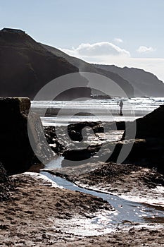 Perranporth beach and rocks