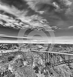 Perrine Memorial Bridge aerial view in Jerome, Idaho