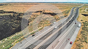 Perrine Memorial Bridge aerial view in Jerome, Idaho