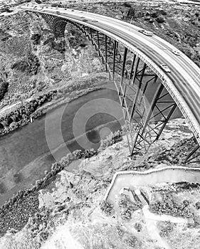 Perrine Memorial Bridge aerial view in Jerome, Idaho