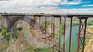 Perrine Memorial Bridge aerial view in Jerome, Idaho