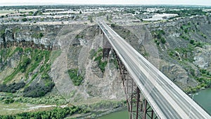 Perrine Memorial Bridge aerial view in Jerome, Idaho