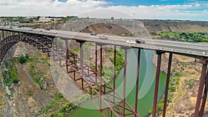 Perrine Memorial Bridge aerial view in Jerome, Idaho