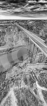 Perrine Memorial Bridge aerial view in Jerome, Idaho