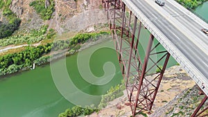 Perrine Memorial Bridge aerial view in Jerome, Idaho