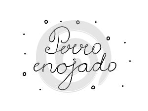 Perro enojado phrase handwritten with a calligraphy brush. Angry dog in spanish. Modern brush calligraphy. Isolated word black photo