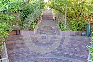 Perron staircase in the middle of a nature park in San Francisco, California