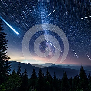 Perseids metheor shower, AI generated