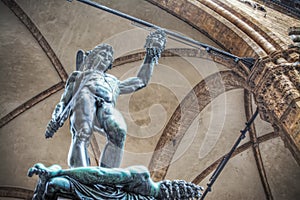 Perseo holding Medusa head statue in Loggia de Lanzi photo